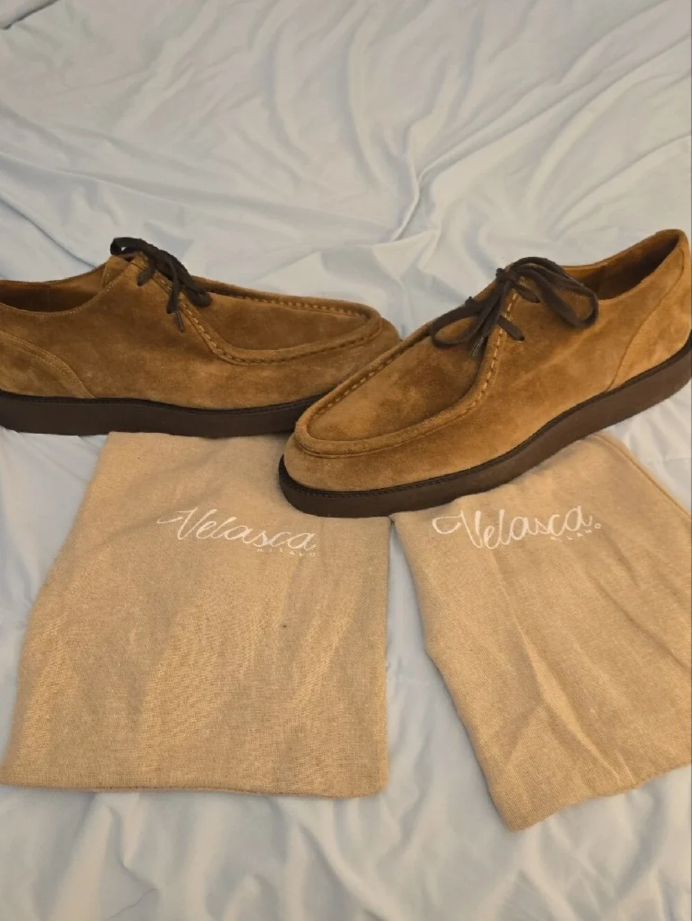 Men’s Suede Lace-Up Loafers in Brown